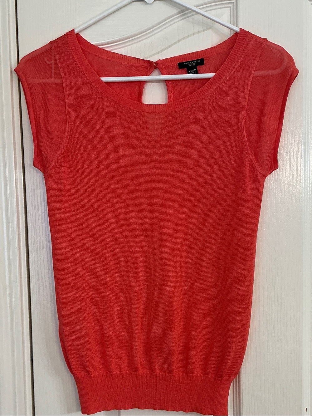 Ann Taylor Coral Cap-Sleeve Knit Tank